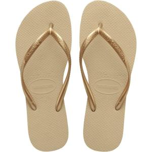 imageHavaianas BabyGirls Slim Flip Flop SandalSand GreyLight Golden