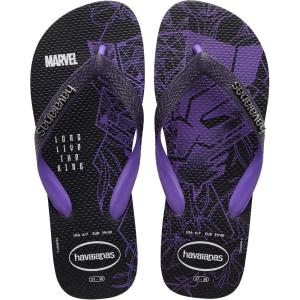 imageHavaianas Mens Top Marvel Black Panther Flip Flop Sandal Black Size 67 Mens