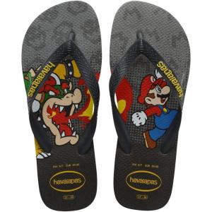 imageHavaianas UnisexChild Mario Bros Sandal WhiteBlack Flip FlopSteel GreyGrey