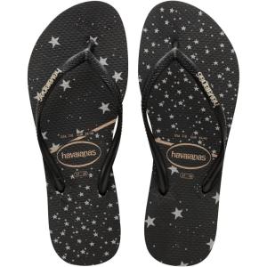 imageHavaianas Womens Flip Flop SandalBlackBlackSilver Metallic