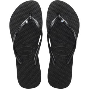 imageHavaianas Womens Slim Crystal Flip FlopsBlack