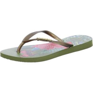 imageHavaianas Womens Slim Tropical Flip Flop SandalCamo Green