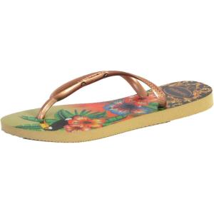 imageHavaianas Womens Slim Tropical Flip Flop SandalSand GreyRose