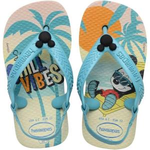 imageHavaianas Baby Disney Classics Sandals  Mickey Mouse Shoes with Back Strap  Beige StrawBlue 5C toddler